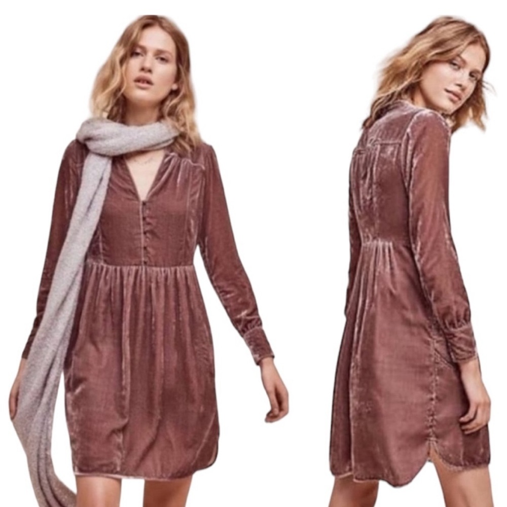 Anthropologie Holding Horses Crushed Velvet Dress
